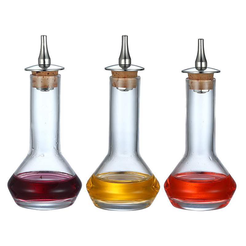 Bitters Bottle Set - カクテル用ガラスビターボトル、ステンレス製ダッシュボードトップ、プロのミキサー用の鳥かごデザイン、50ml