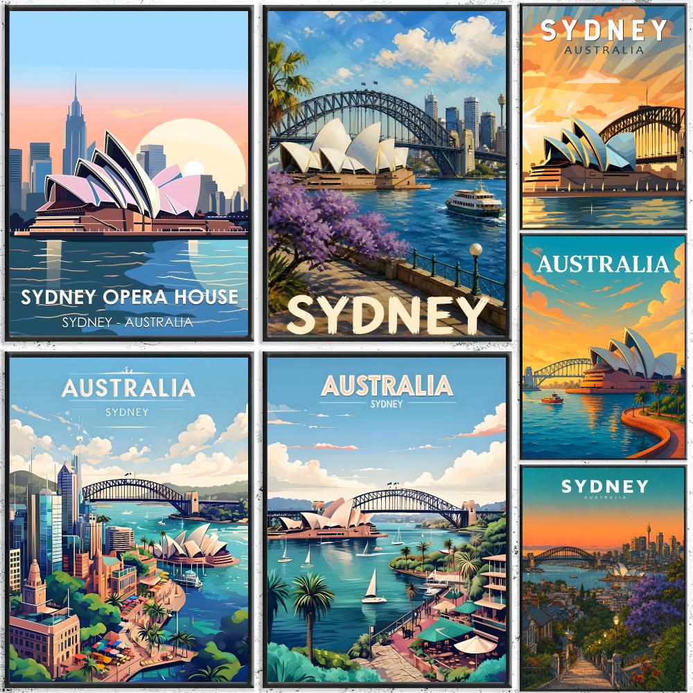 Home Bar Sydney - アートシドニー旅行アートポスター自己粘着性防水ウォールステッカー、コーヒーバーの家の壁装飾