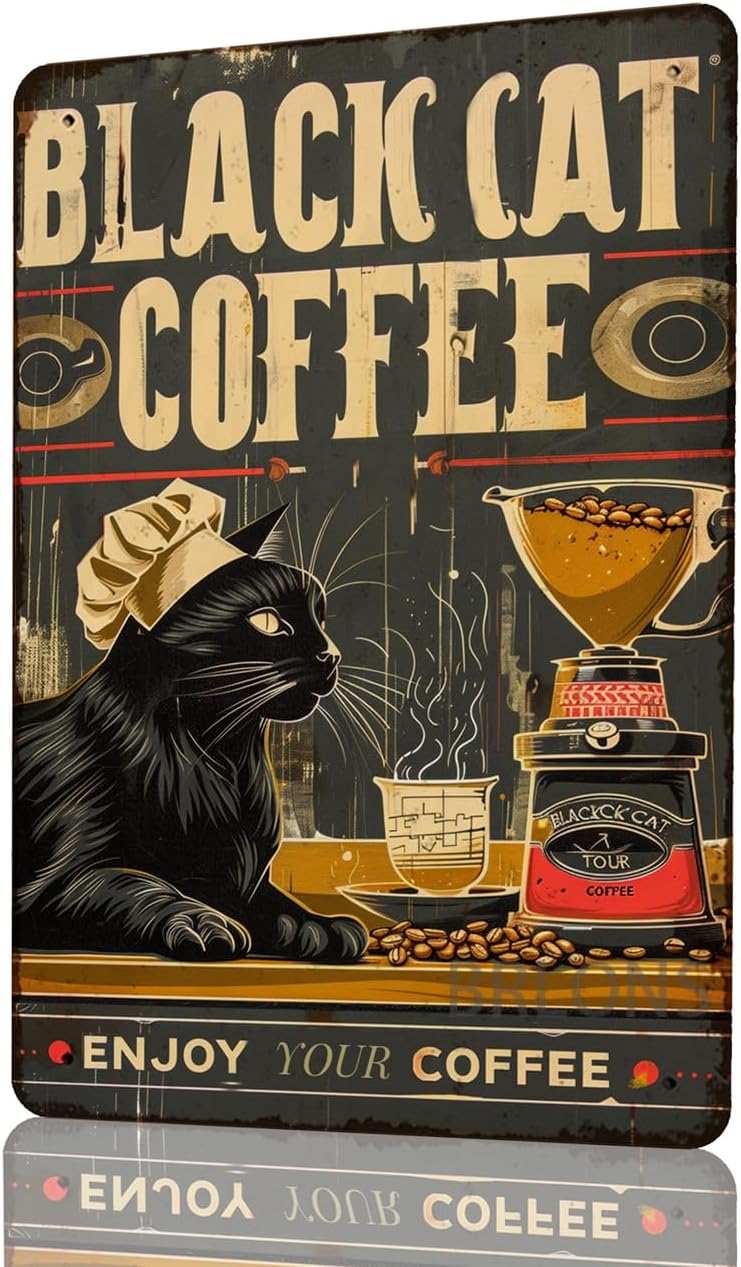 Home Bar And Coffee - メタルティンサイン ブラックキャットコーヒーカンパニー メタルサイン アルミサイン ヴィンテージサイン レトロサイン