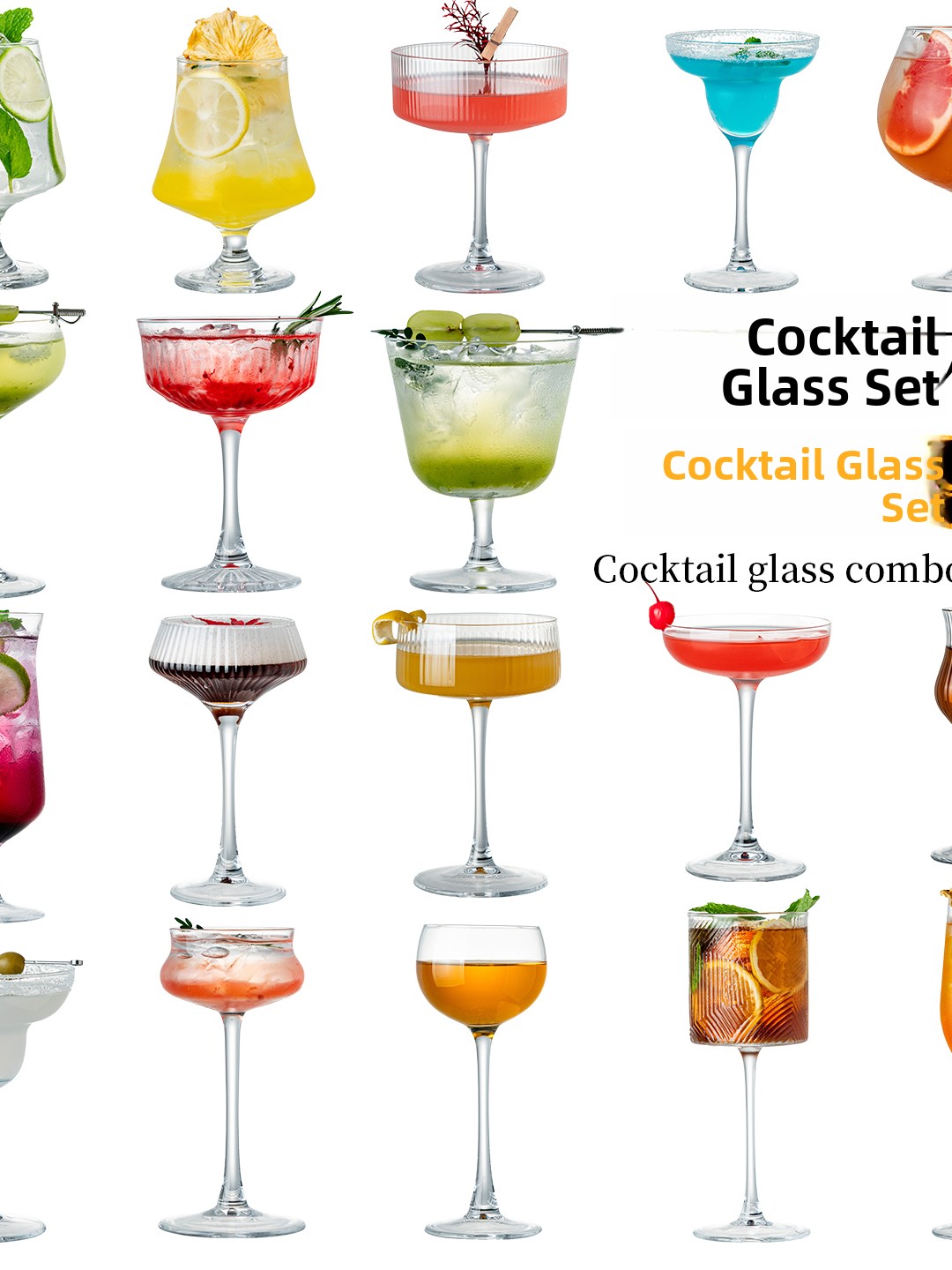 Old Fashioned Glass - プレミアムクリスタルガラスカクテルセット ヴィンテージバー ハイボール マルガリータタワーグラス デュアルハンドメイドクラフト 純色