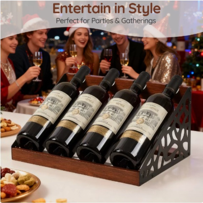 ホームバー木製ワインラック ワインボトルホルダー レトロ中空 - Home Bar Stand のレビューと価格
