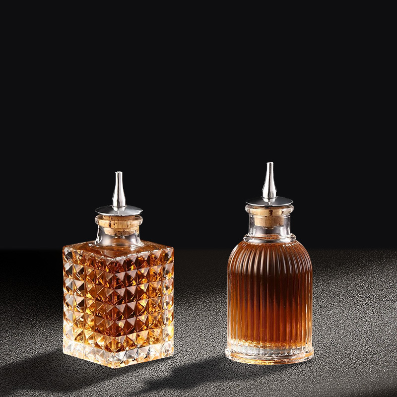 カクテルビターズボトルキャップ付きヴィンテージガラスステンレ - Bitters Bottle Set のレビューと価格