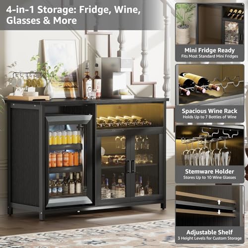 ミニ冷蔵庫付きワインバーキャビネット、ブラックコーヒーバーキ - Home Bar Setup のレビューと価格
