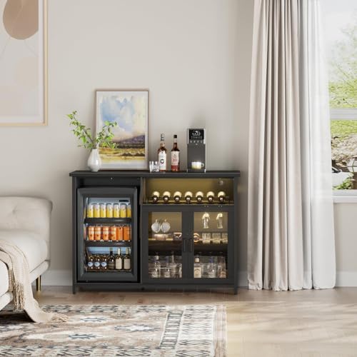 ミニ冷蔵庫付きワインバーキャビネット、ブラックコーヒーバーキ - Home Bar Setup のレビューと価格